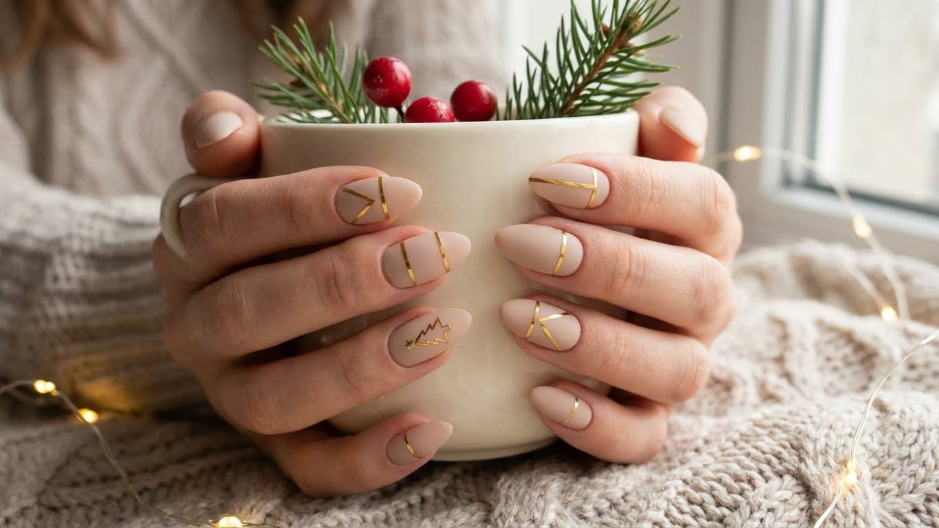 Shine Bright This Christmas: A Guide to Gold Christmas Nails